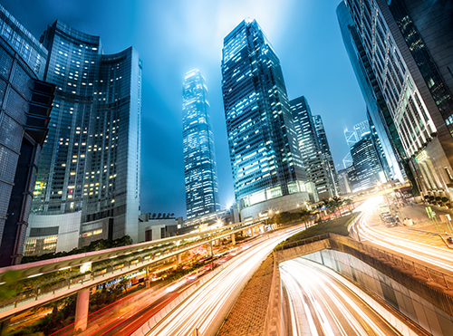 Modern China traffic at night